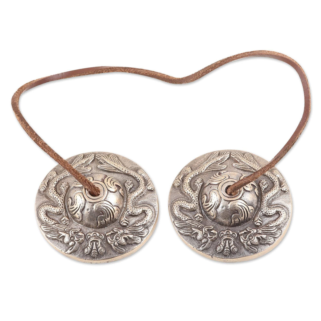 Leather-Accented Brass Meditation Cymbals - Safe and Sound