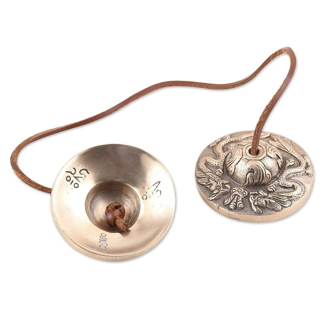 Leather-Accented Brass Meditation Cymbals - Safe and Sound