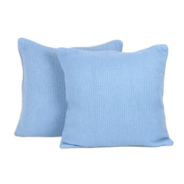 Light Blue Cotton Cushion Covers (Pair) - Sky Serenade