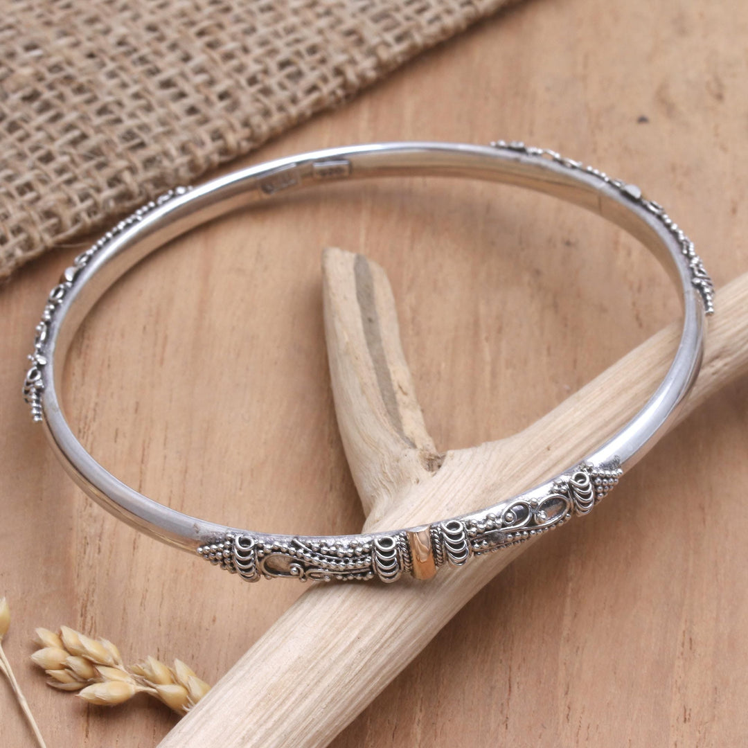 Gold-Accented Sterling Silver Bangle Bracelet - Mountain Pass