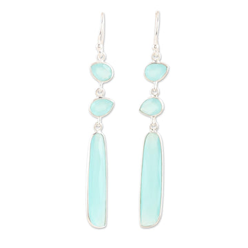 Handmade Chalcedony and Sterling Silver Dangle Earrings - Rise Above