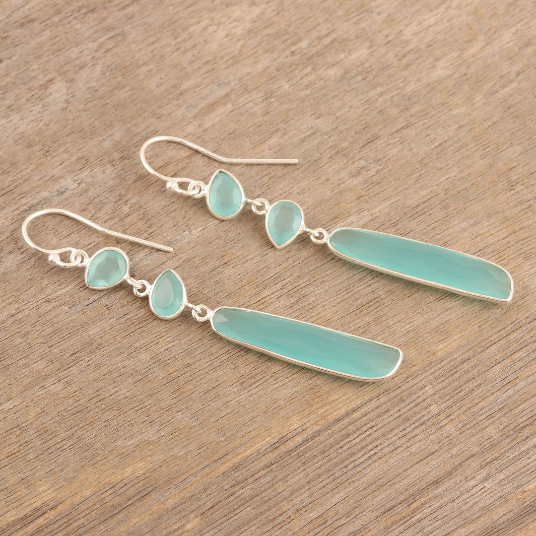 Handmade Chalcedony and Sterling Silver Dangle Earrings - Rise Above