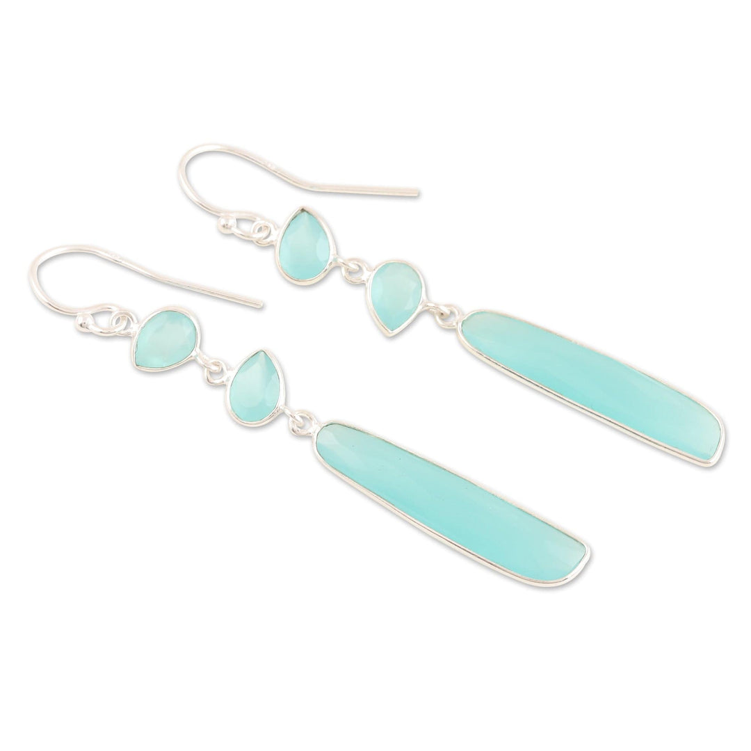 Handmade Chalcedony and Sterling Silver Dangle Earrings - Rise Above