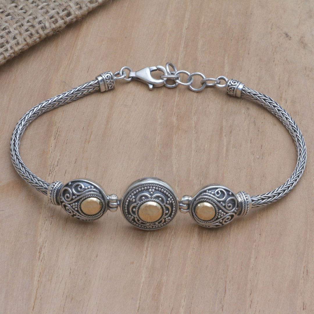 Handmade Gold-Accented Pendant Bracelet - Shimmering Trinity