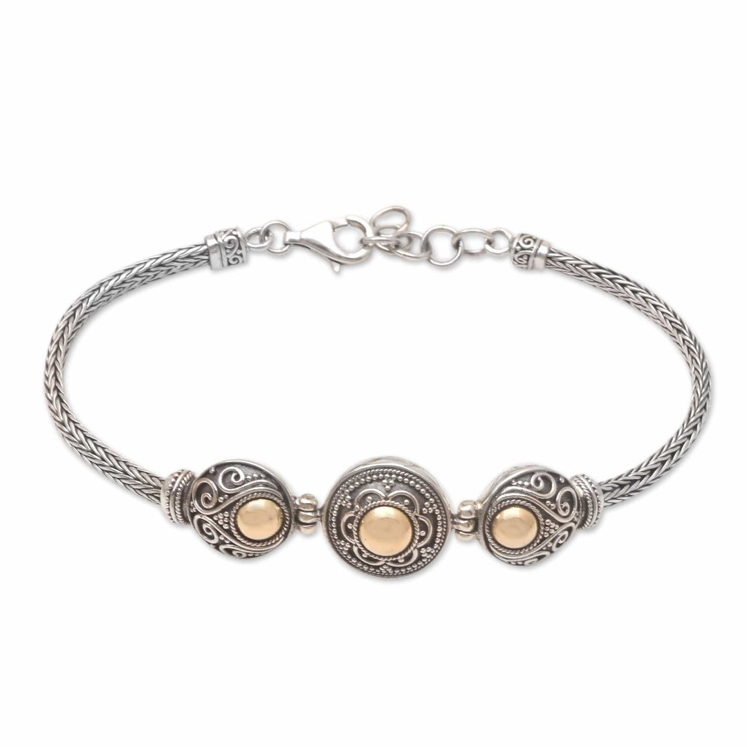 Handmade Gold-Accented Pendant Bracelet - Shimmering Trinity