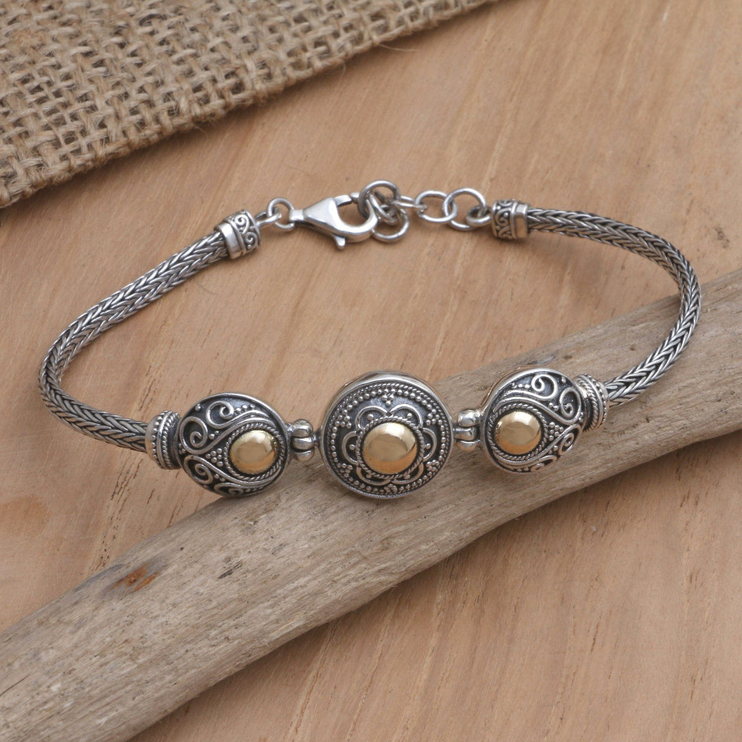 Handmade Gold-Accented Pendant Bracelet - Shimmering Trinity