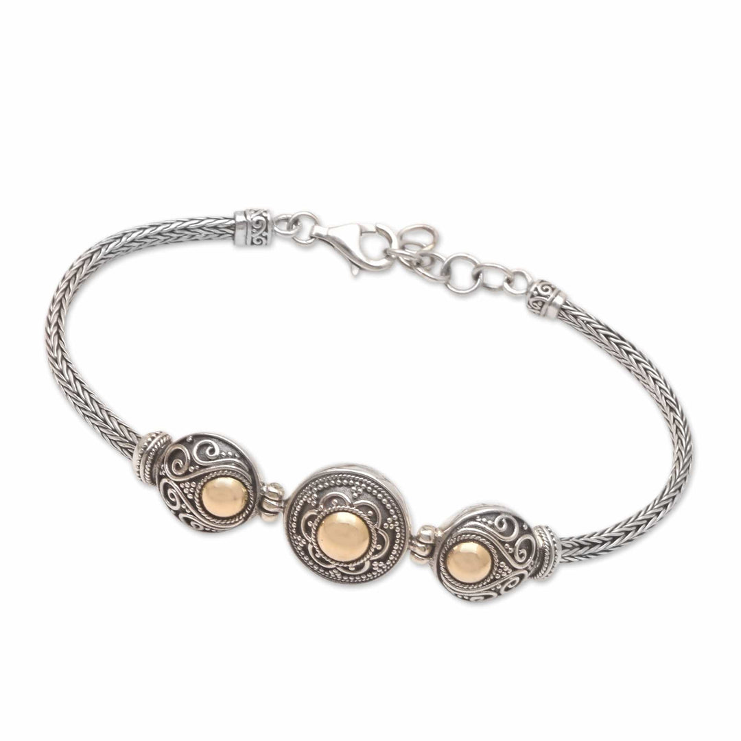 Handmade Gold-Accented Pendant Bracelet - Shimmering Trinity
