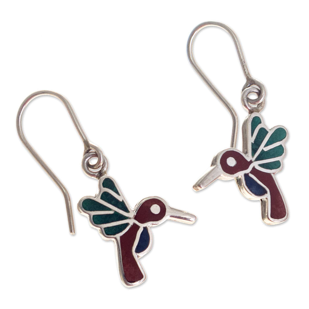 950 Sterling Silver Hummingbird Dangle Earrings - Hummingbird Joy
