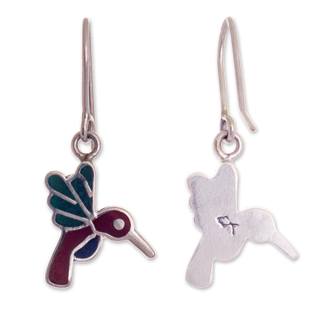 950 Sterling Silver Hummingbird Dangle Earrings - Hummingbird Joy