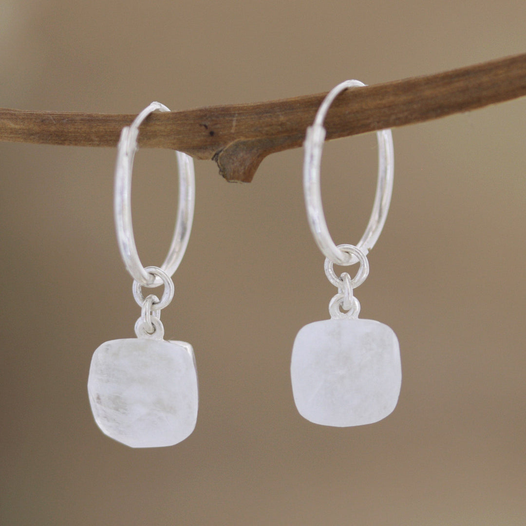 Hand Crafted Rainbow Moonstone Dangle Earrings - Step Into the Light