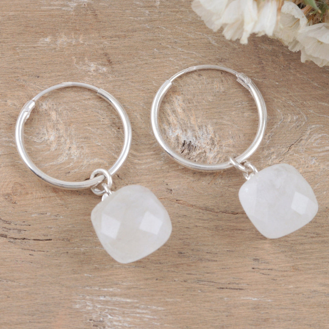 Hand Crafted Rainbow Moonstone Dangle Earrings - Step Into the Light