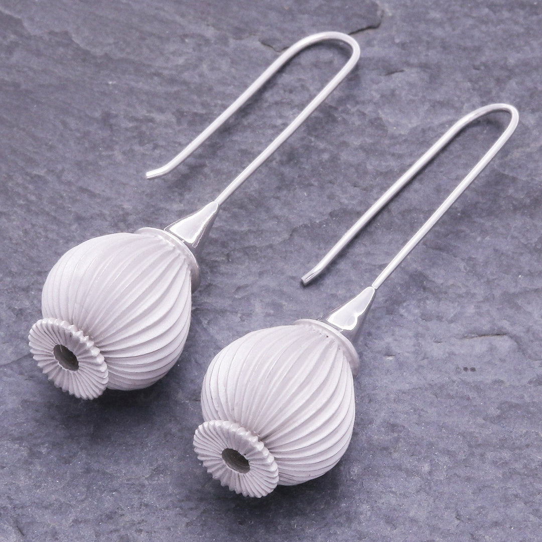 Hand Made Rhodium-Plated Drop Earrings - Near Dawn