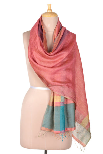 Handloomed Colorful Silk Shawl from India - Colorful Blast
