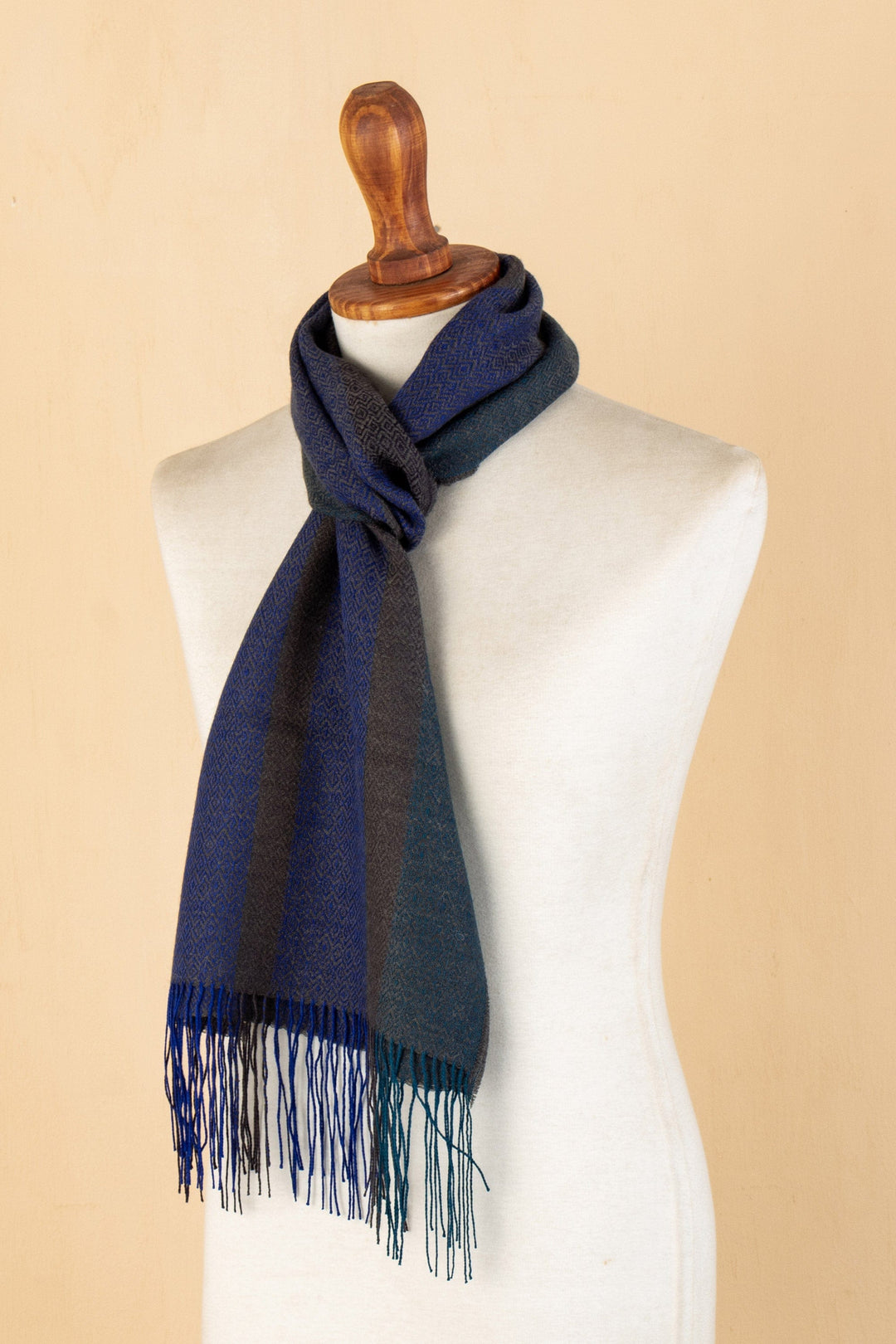 Handloomed Unisex Baby Alpaca Blend Scarf in Blue - Winds of the Andes