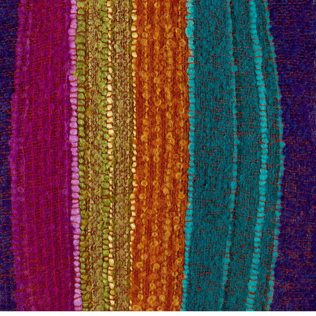 Multi-Color Striped Baby Alpaca Blend Hand-woven Scarf - Mountain Rainbow