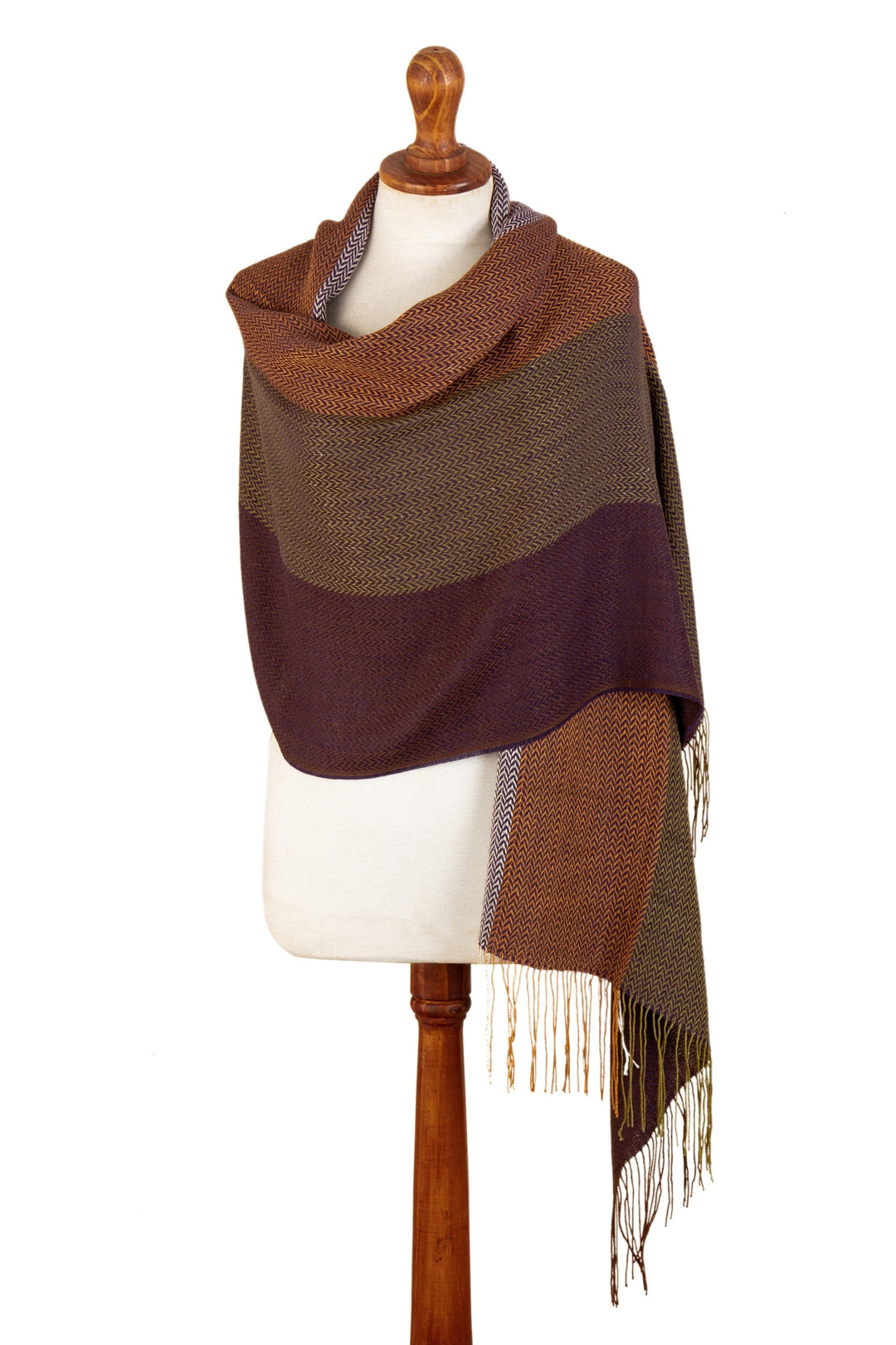 Peruvian Handloomed Herringbone Baby Alpaca Blend Shawl - Purple Affection