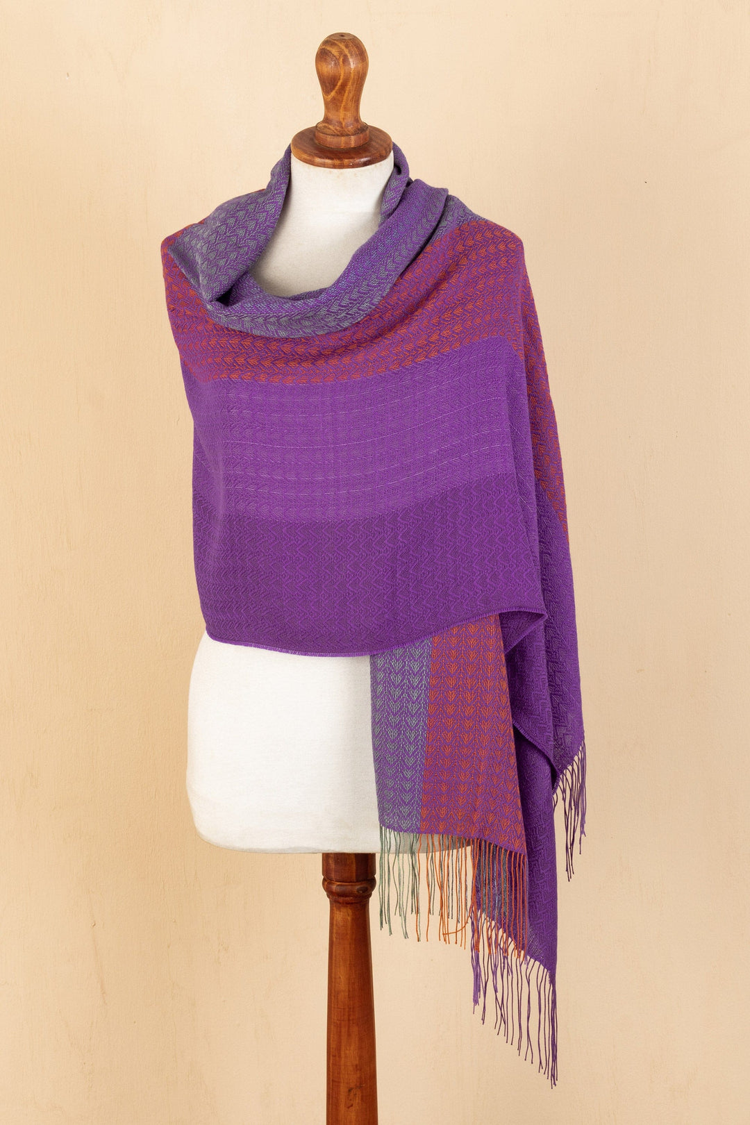 Purple Baby Alpaca Blend Shawl Handloomed in Peru - Easy Winds