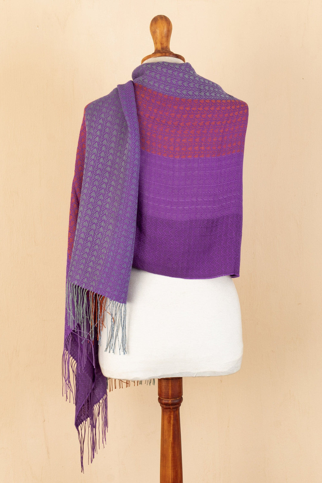 Purple Baby Alpaca Blend Shawl Handloomed in Peru - Easy Winds