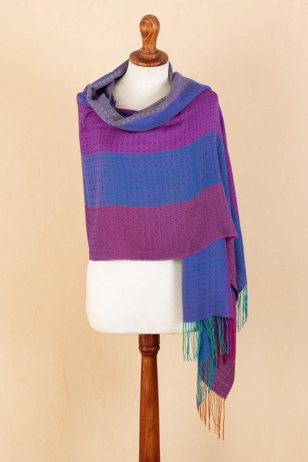 Colorful Baby Alpaca Blend Shawl Handloomed in Peru - Carnival Dance