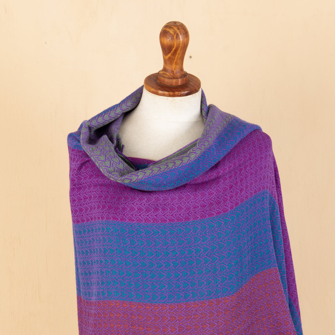 Colorful Baby Alpaca Blend Shawl Handloomed in Peru - Carnival Dance