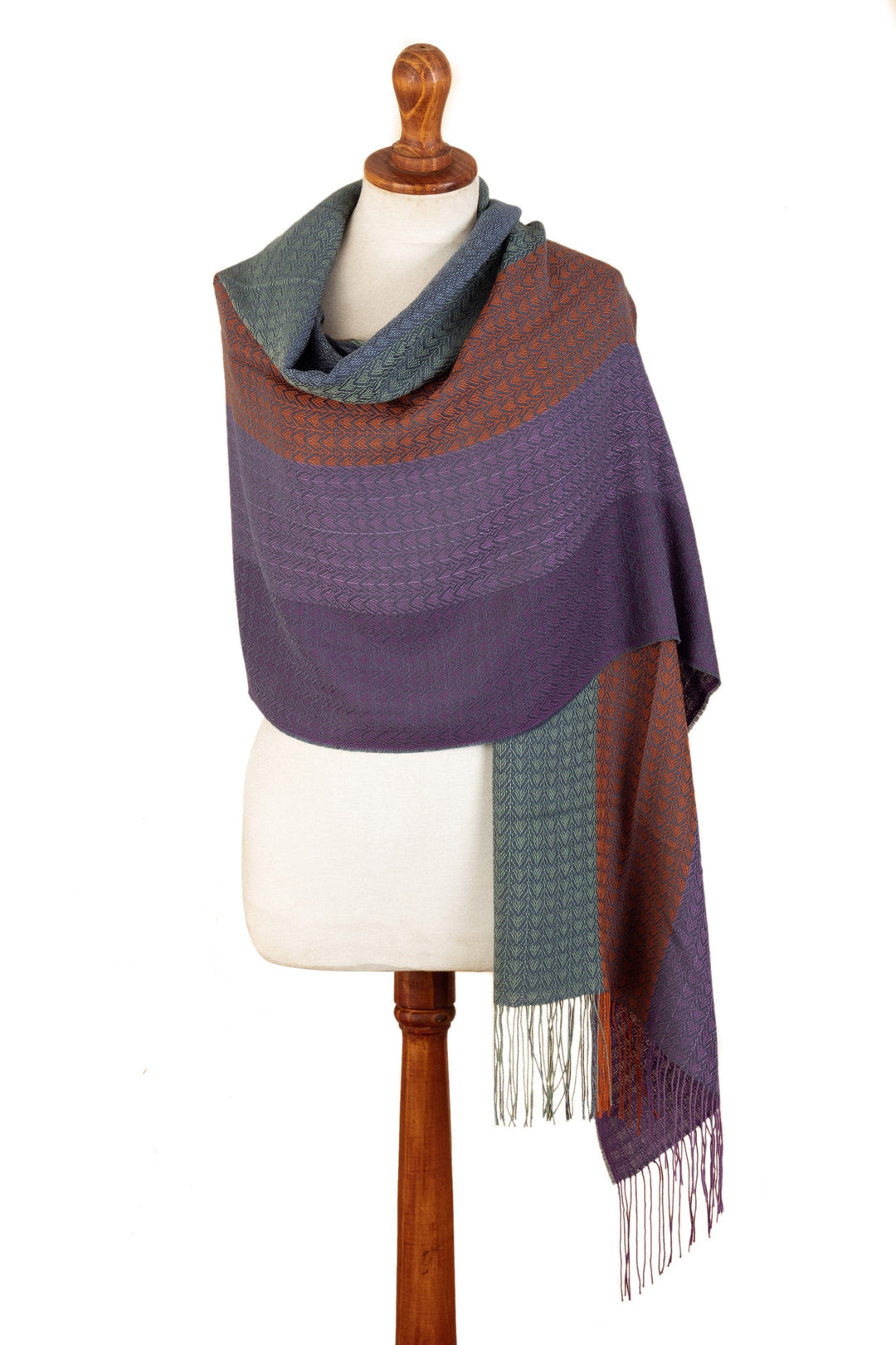 Multicolor Shawl Hand Woven in Peru from Baby Alpaca Blend - Vibrant Andes