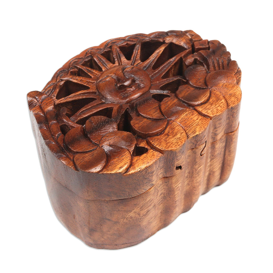 Suar Wood Puzzle Box Hand-Carved in Bali - Sunlight Blooms