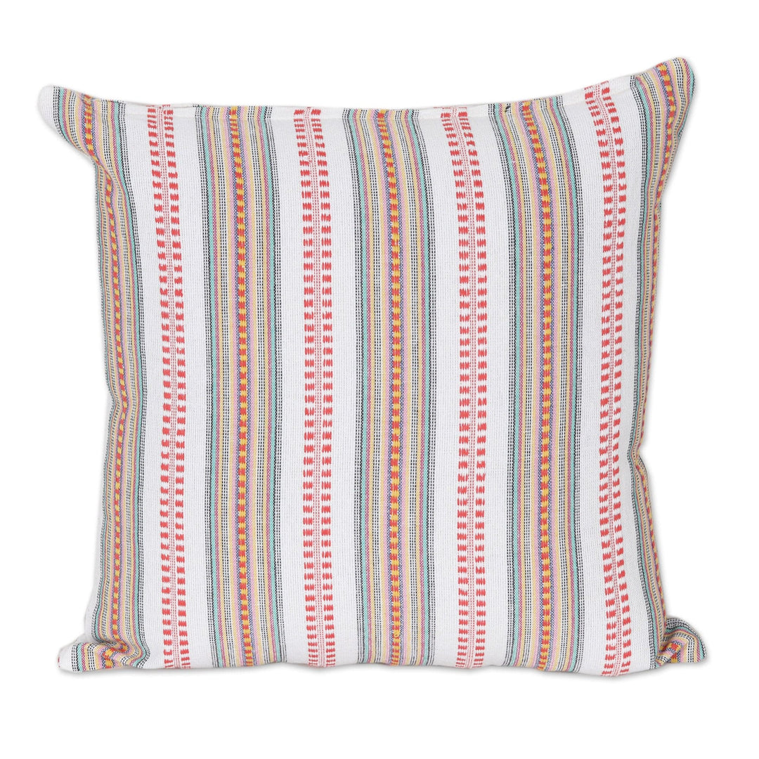 Striped Colorful Embroidered Cotton Cushion Covers (Pair) - Jacquard Beauty