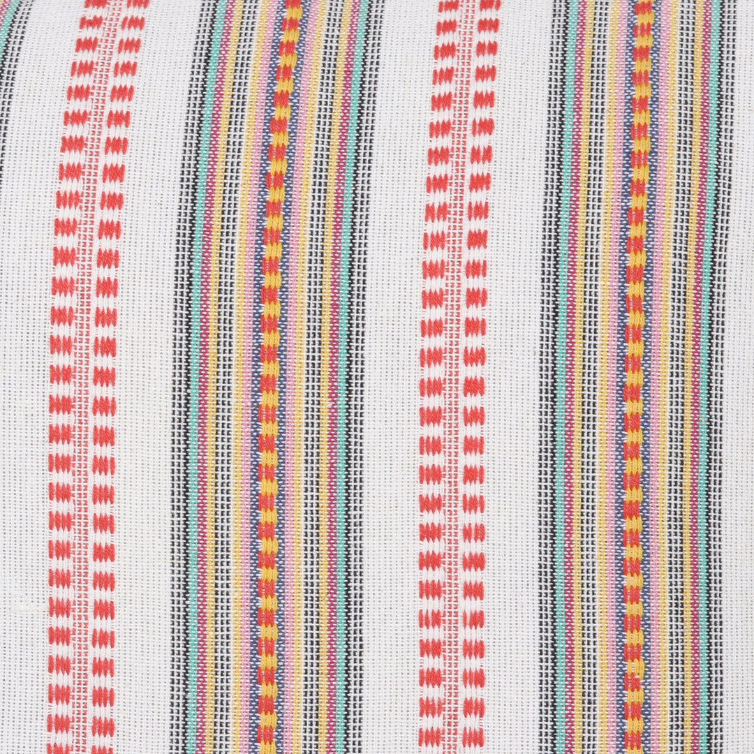 Striped Colorful Embroidered Cotton Cushion Covers (Pair) - Jacquard Beauty