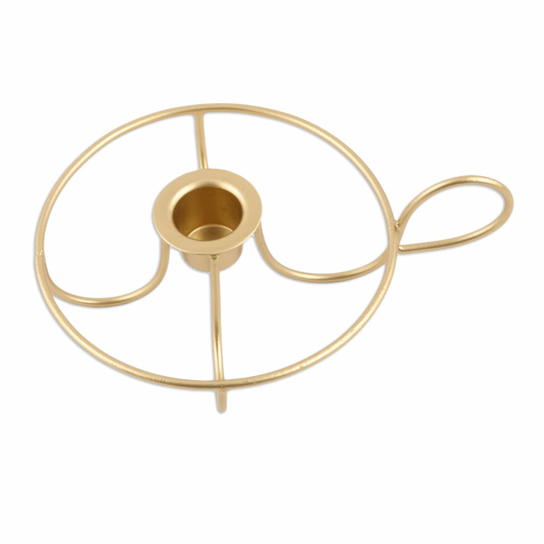 Gold Powder-coated Iron Candle Holder Hand Crafted in India - Twisted Delight