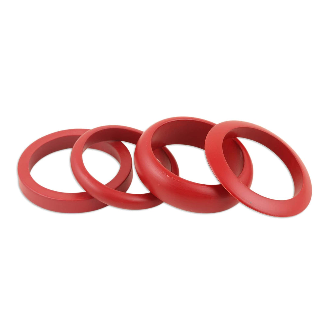 Set of 4 Mango Wood Claret Bangle Bracelets - Claret Fusion