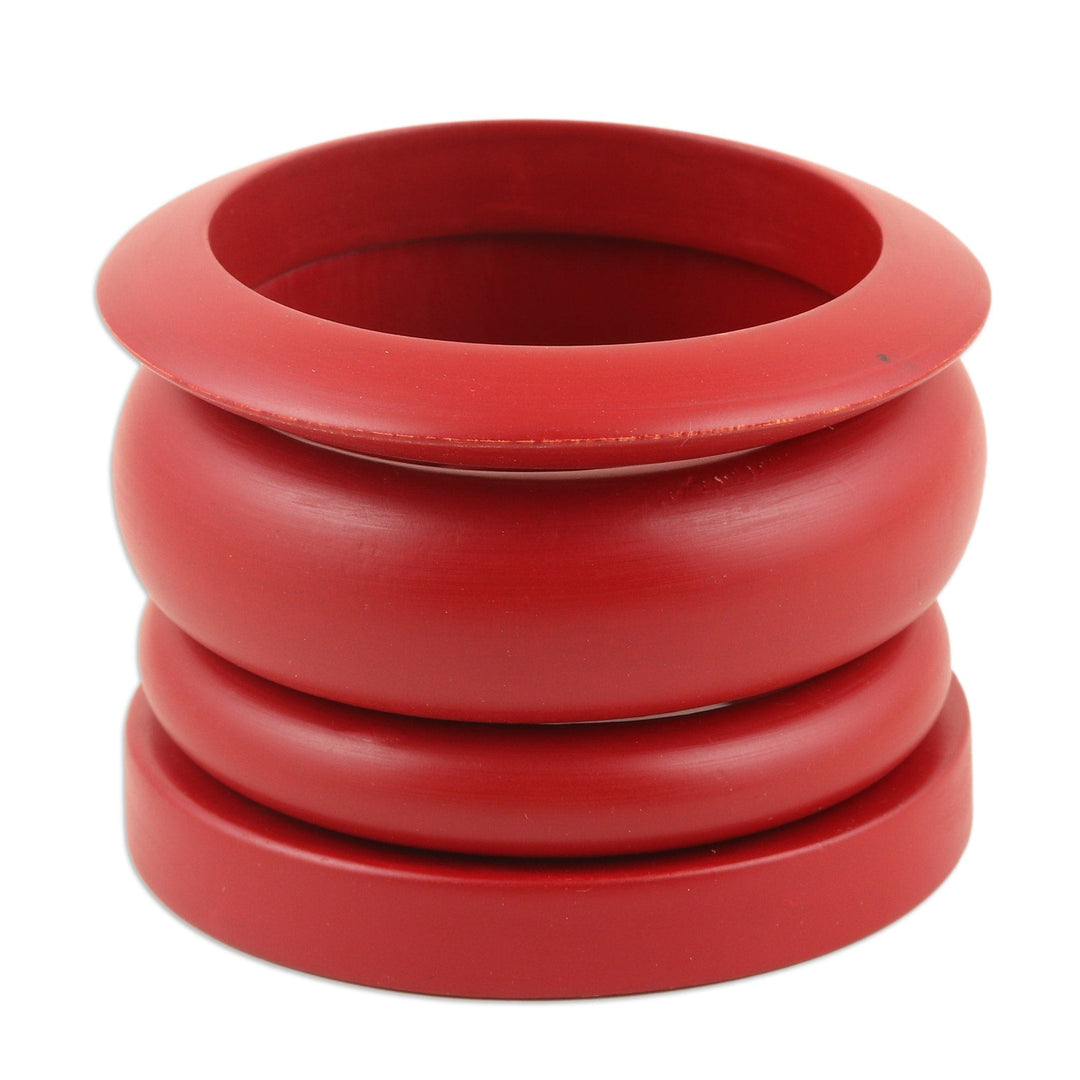 Set of 4 Mango Wood Claret Bangle Bracelets - Claret Fusion