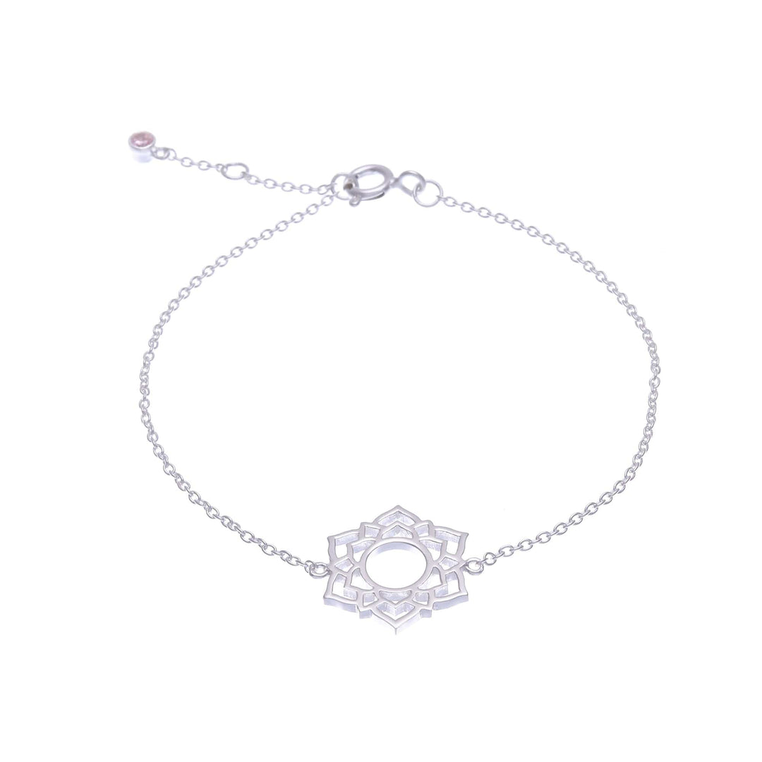 Sterling Silver Pendant Bracelet with Pink Cubic Zirconia - Pink Chakra Crown