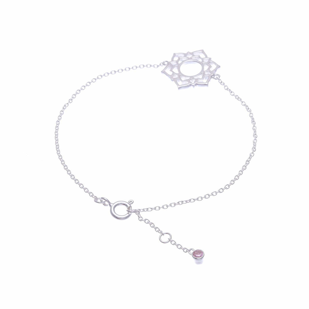 Sterling Silver Pendant Bracelet with Pink Cubic Zirconia - Pink Chakra Crown