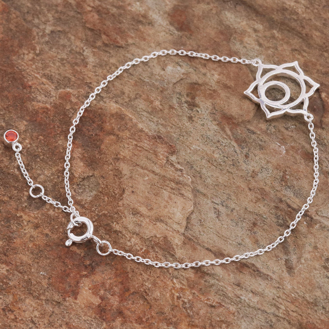 Handcrafted Cubic Zirconia Pendant Bracelet - Sacral Chakra Spin