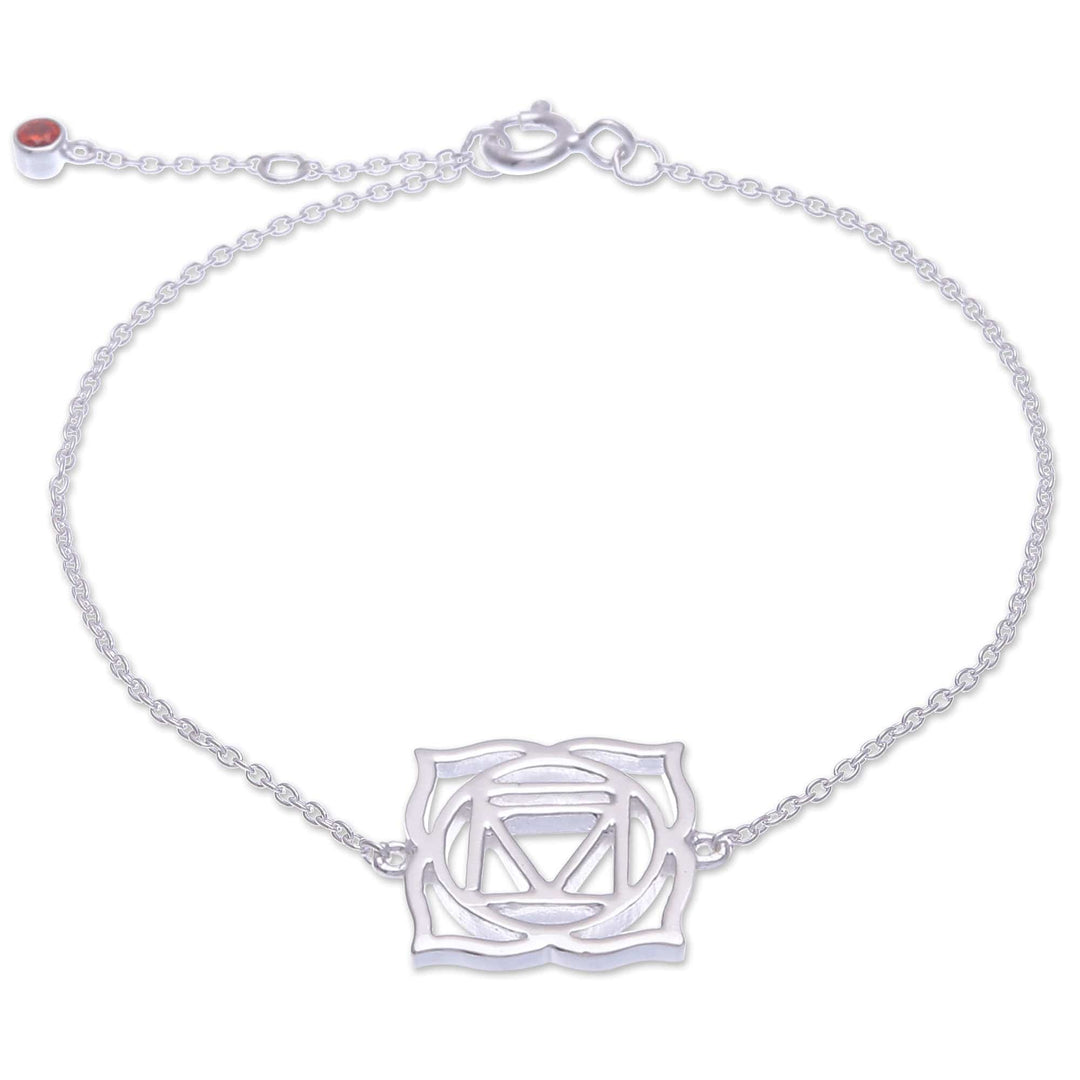 Artisan Crafted Cubic Zirconia Pendant Bracelet - Root Chakra Spin
