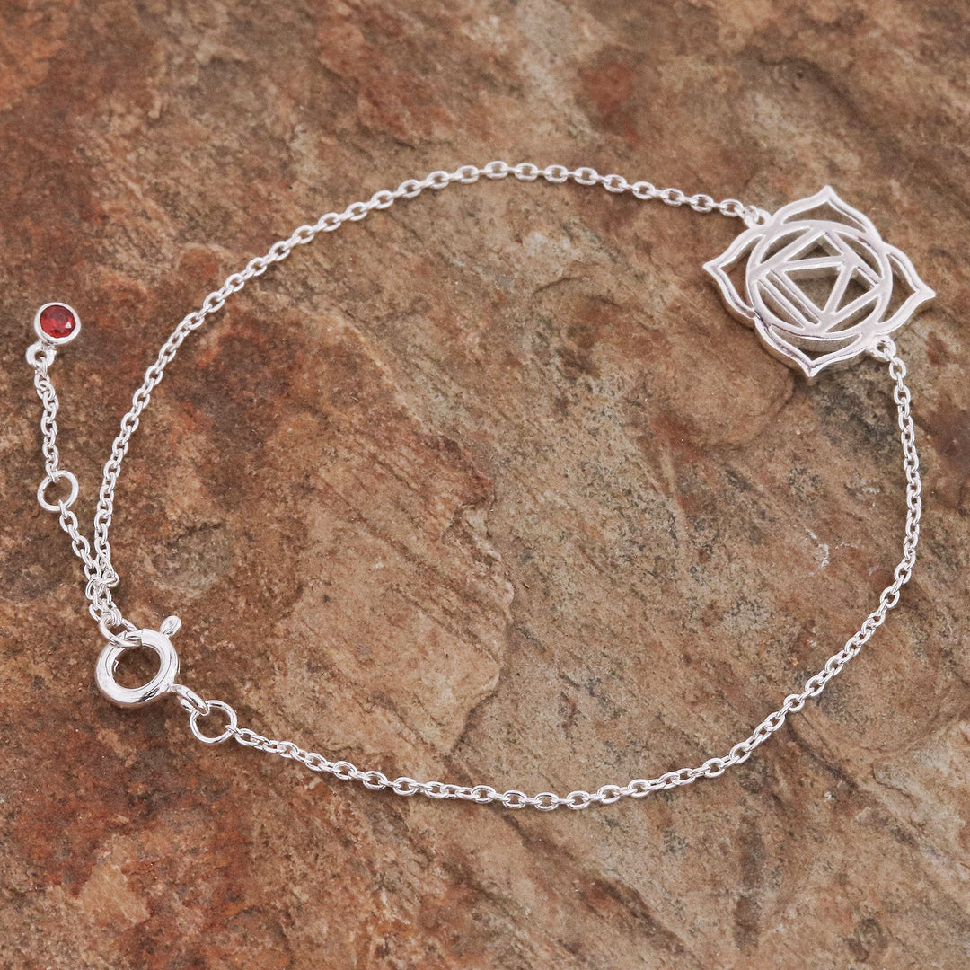 Artisan Crafted Cubic Zirconia Pendant Bracelet - Root Chakra Spin