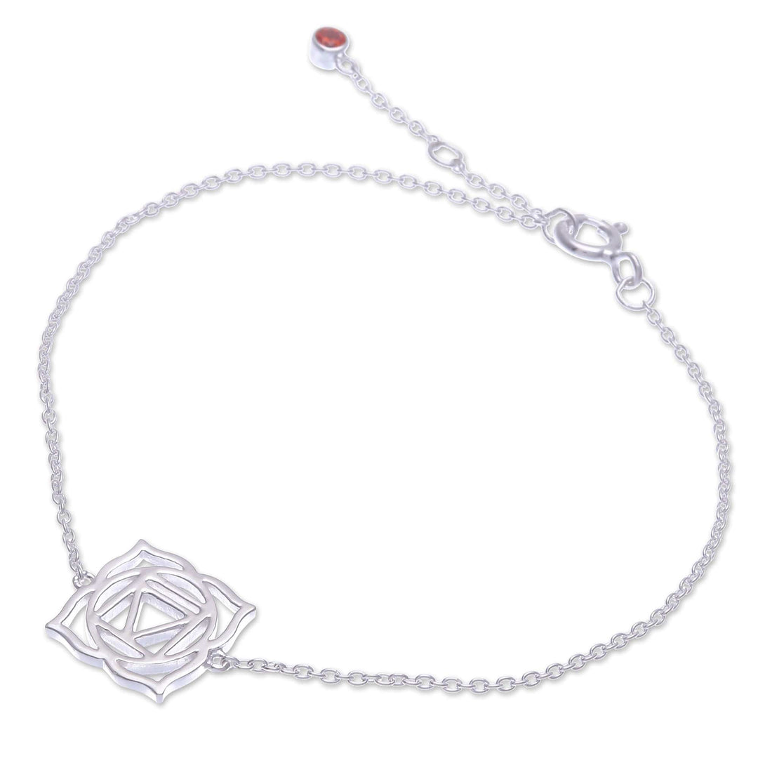 Artisan Crafted Cubic Zirconia Pendant Bracelet - Root Chakra Spin