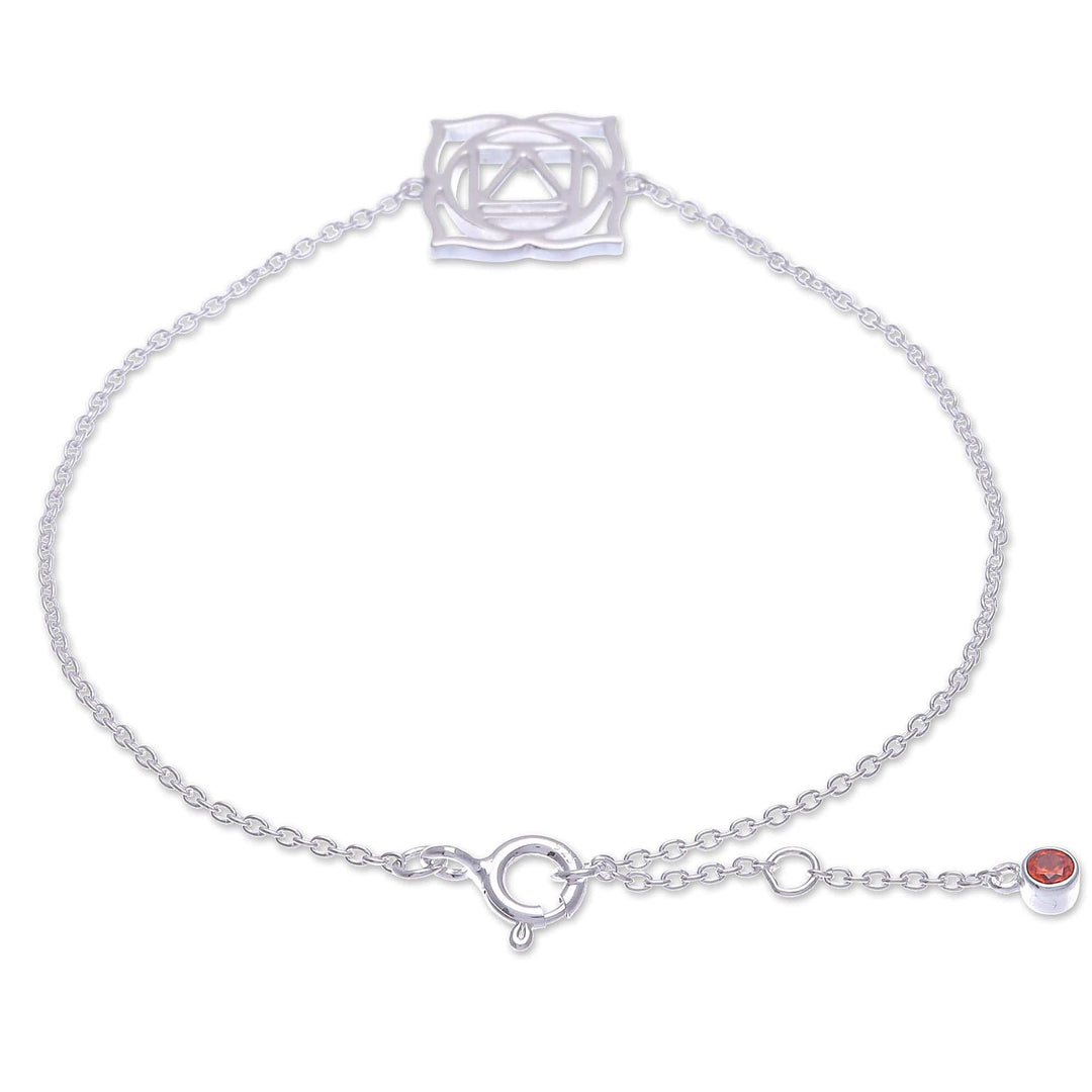 Artisan Crafted Cubic Zirconia Pendant Bracelet - Root Chakra Spin
