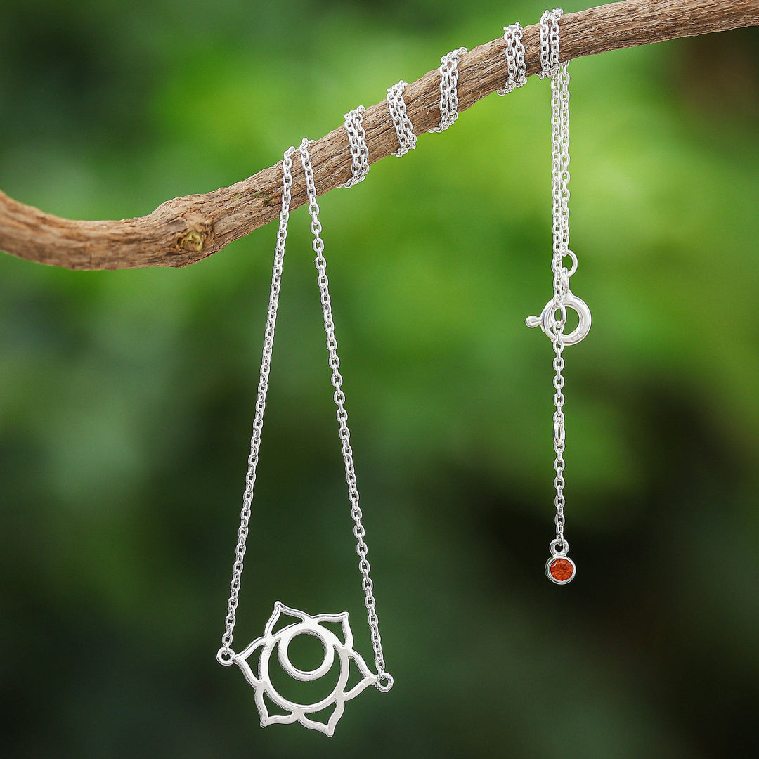 Handcrafted Cubic Zirconia Pendant Necklace - Chakra Spin in Sacral