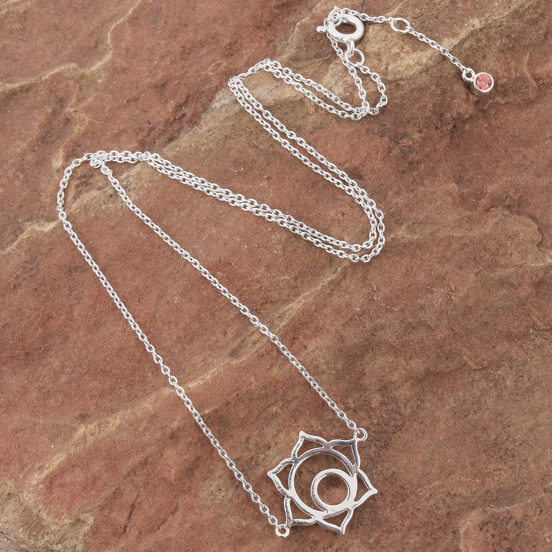 Handcrafted Cubic Zirconia Pendant Necklace - Chakra Spin in Sacral