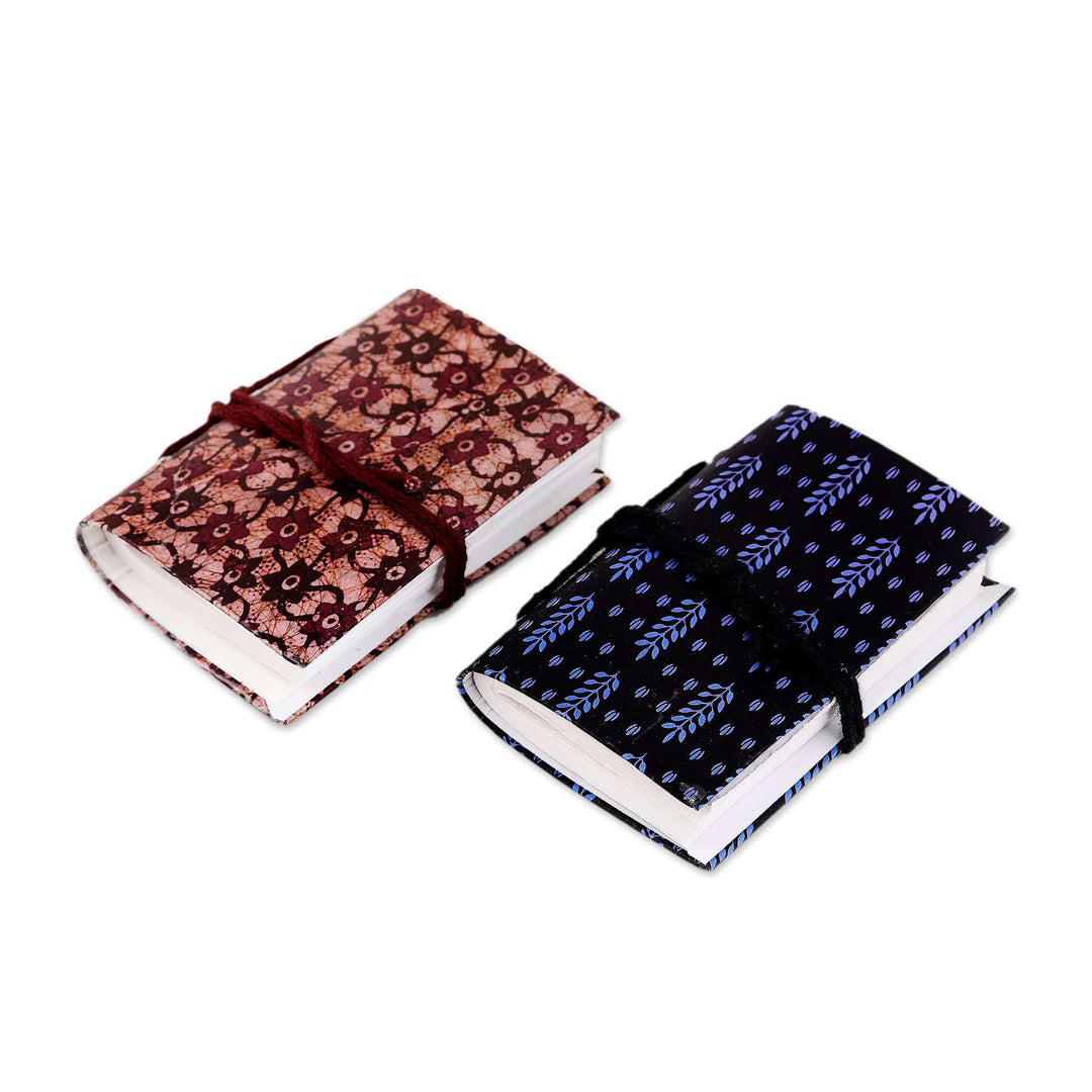 Set of 2 Handmade Paper Mini Journals from India - Nature’s Delight