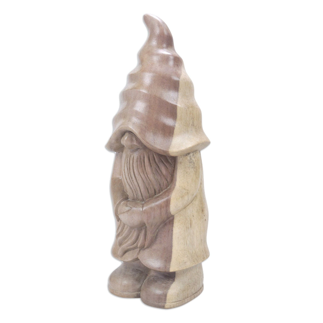 Hand Crafted Hibiscus Wood Gnome Statuette - Sleepy Gnome