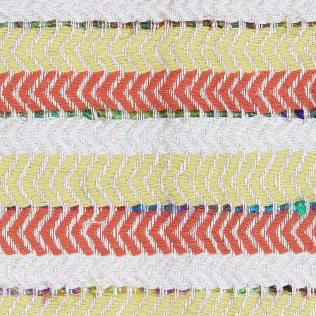 Striped Yellow Cotton Throw Blanket Hand-Woven in - Fusion