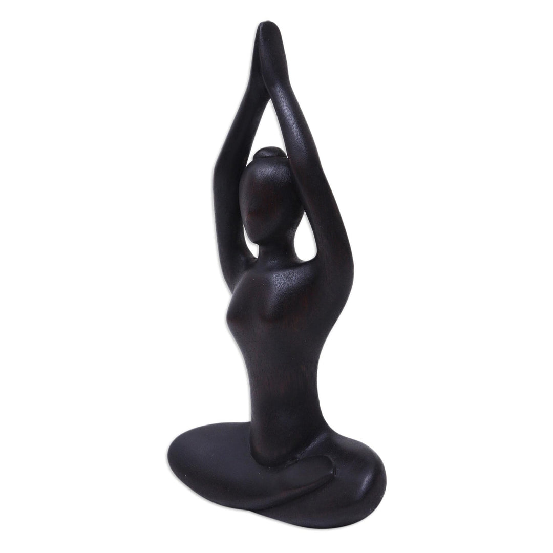 Hand-Carved Suar Wood Meditation Sculpture in Brown - The Sky