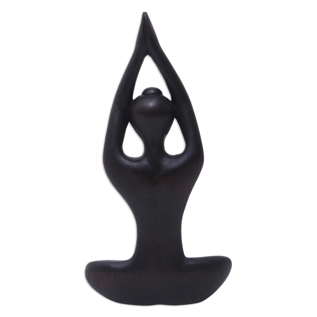 Hand-Carved Suar Wood Meditation Sculpture in Brown - The Sky