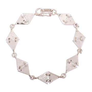 Handcrafted Sterling Silver Modern Link Bracelet - Space Geometry