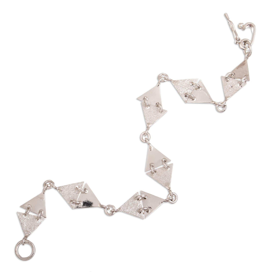 Handcrafted Sterling Silver Modern Link Bracelet - Space Geometry
