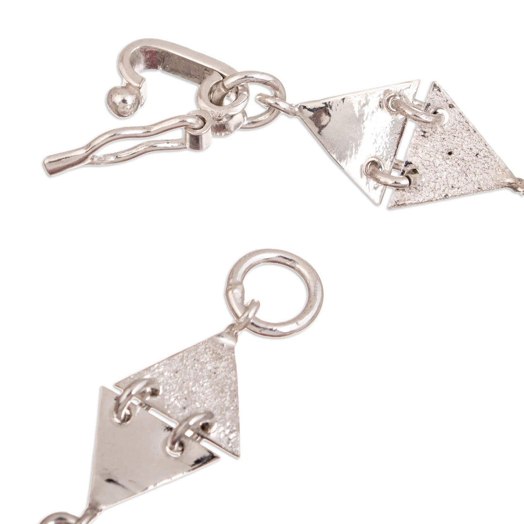 Handcrafted Sterling Silver Modern Link Bracelet - Space Geometry