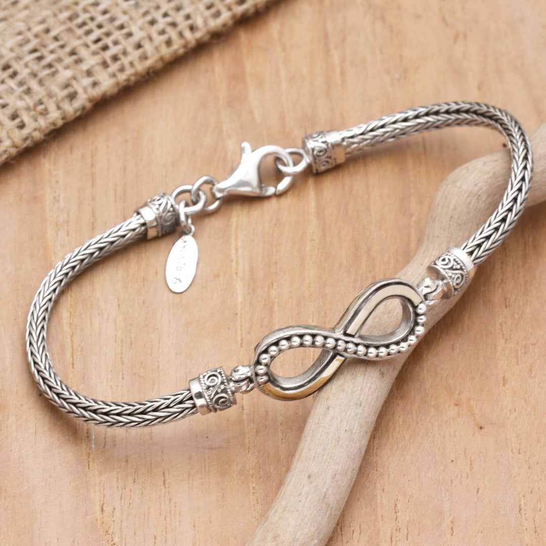 18k Gold-Accented Sterling Silver Infinity Pendant Bracelet - Infinite Modernity