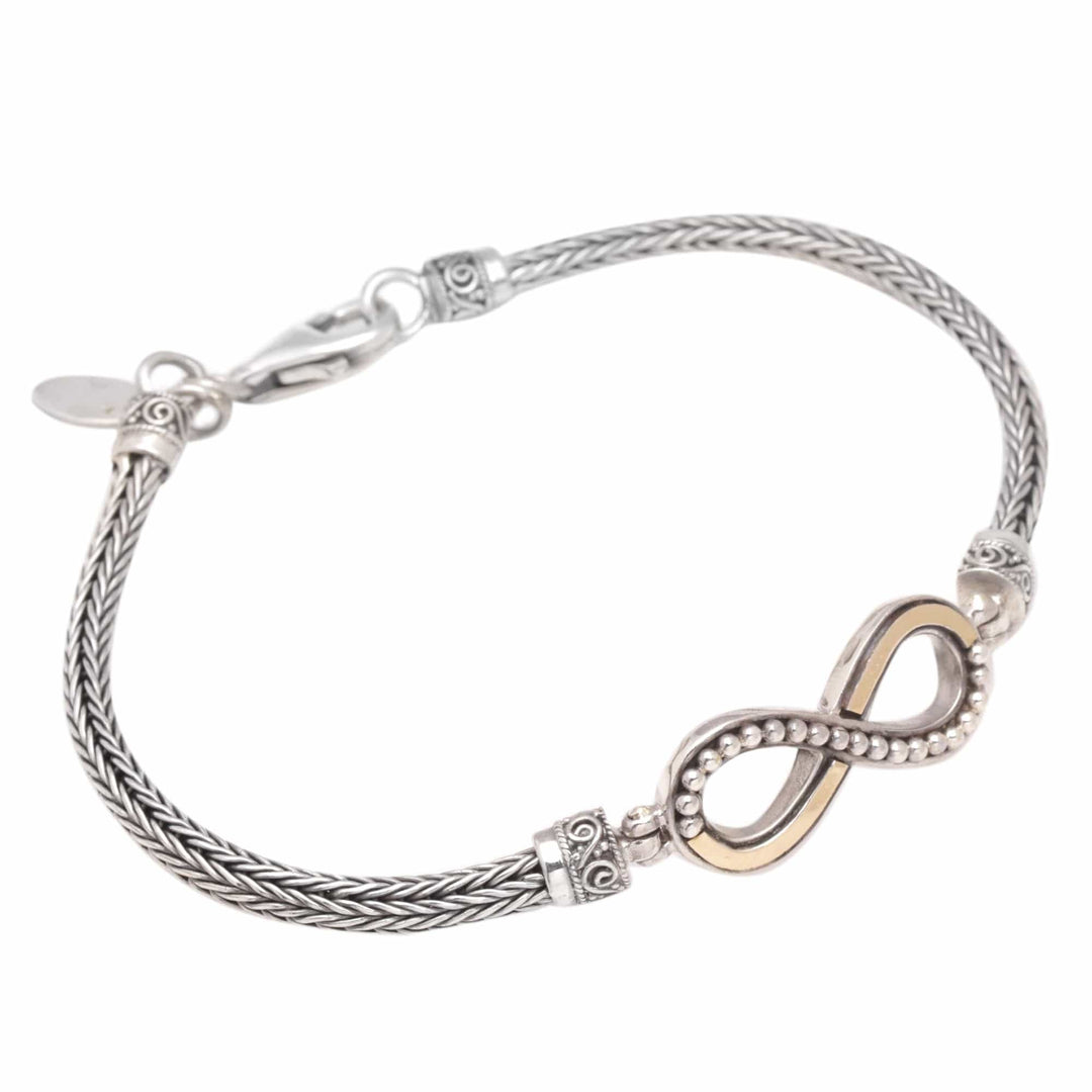 18k Gold-Accented Sterling Silver Infinity Pendant Bracelet - Infinite Modernity